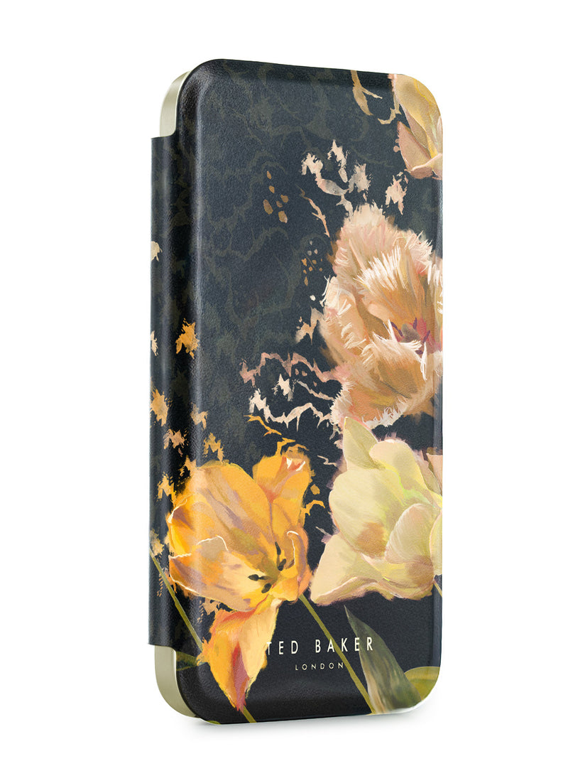 Ted Baker Orange Tulip Mirror Folio Phone Case for iPhone 16e Gold Shell