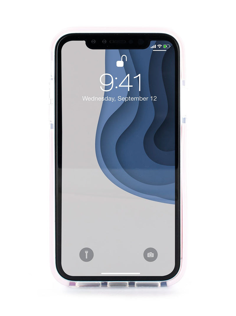 Front image of the Ted Baker Apple iPhone XR phone case in Clear Print