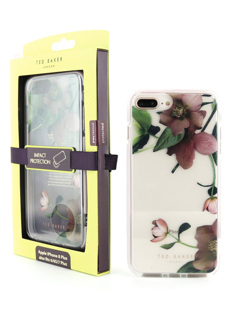 Packaging image of the Ted Baker Apple iPhone 8 Plus / 7 Plus phone case in Clear Print