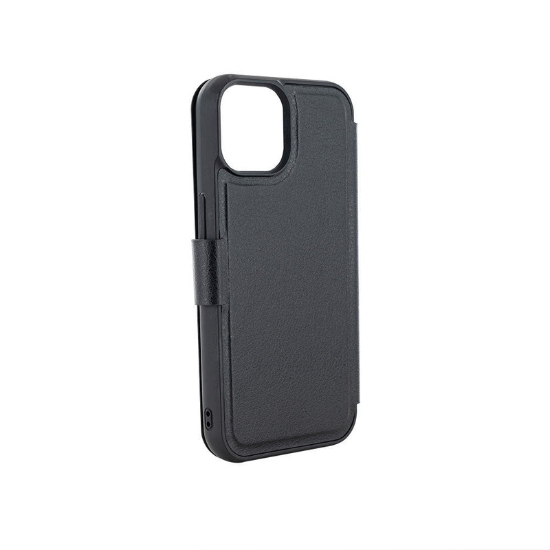 iPhone 15 Plus Leather Folio Phone Case - Black / Brown