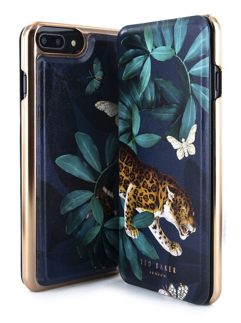 Front and back image of the Ted Baker Apple iPhone 8 Plus / 7 Plus phone case in Houdini Green style