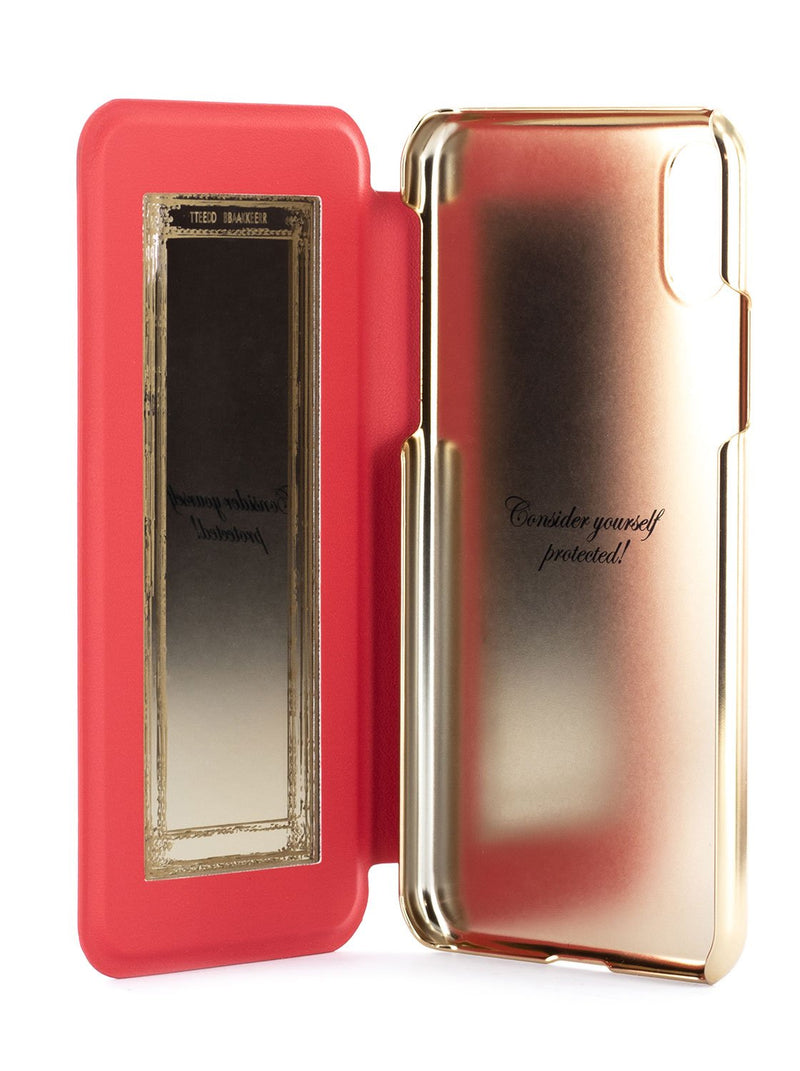 Inside image of the Ted Baker Apple iPhone XS / X phone case in Berry Sundae Red