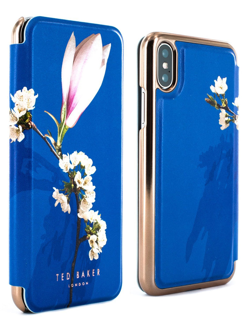 Front and back image of the Ted Baker Apple iPhone XS / X phone case in Blue