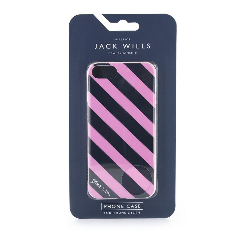 Jack Wills FLINT Hard Shell for iPhone SE (2020) / 8 / 7 / 6 - Diagonal Stripe Pink/Navy