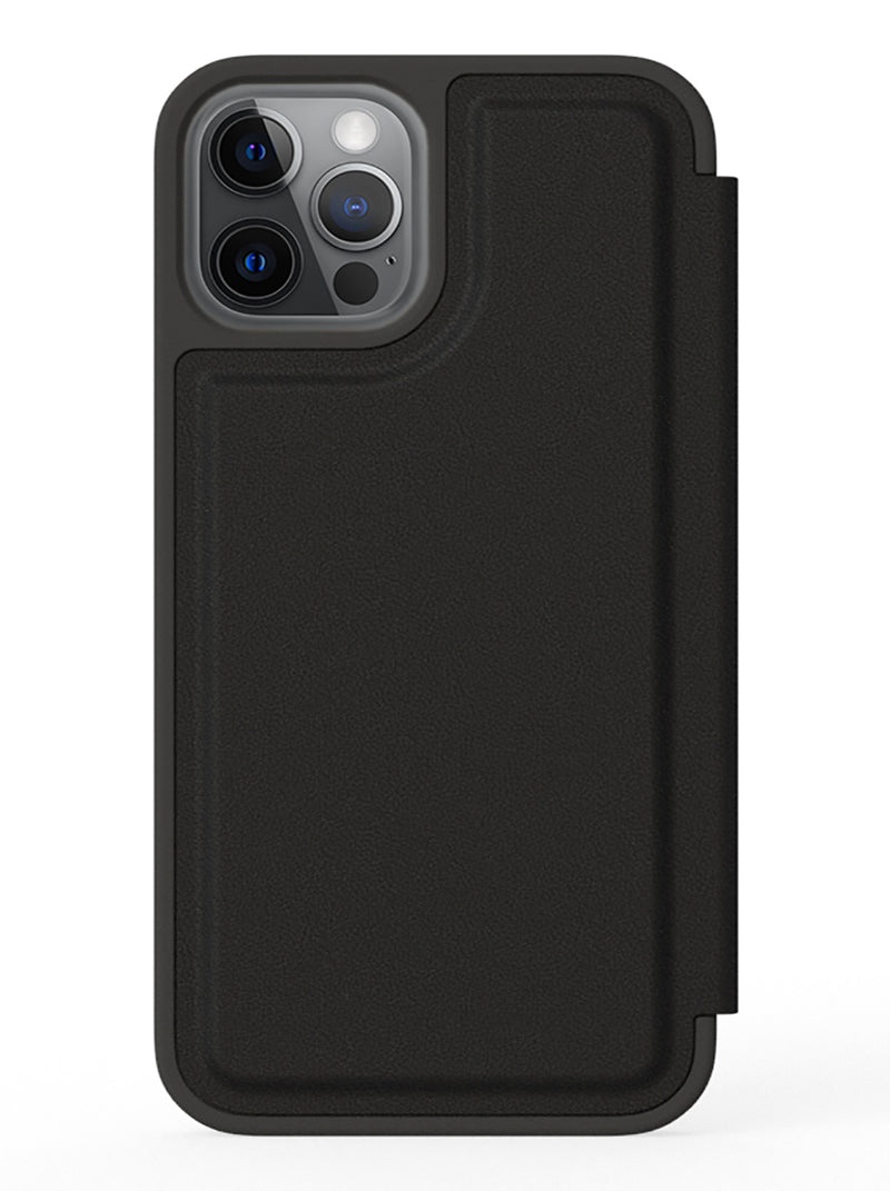 iPhone 12 Pro Max Leather Folio Phone Case - Black / Brown