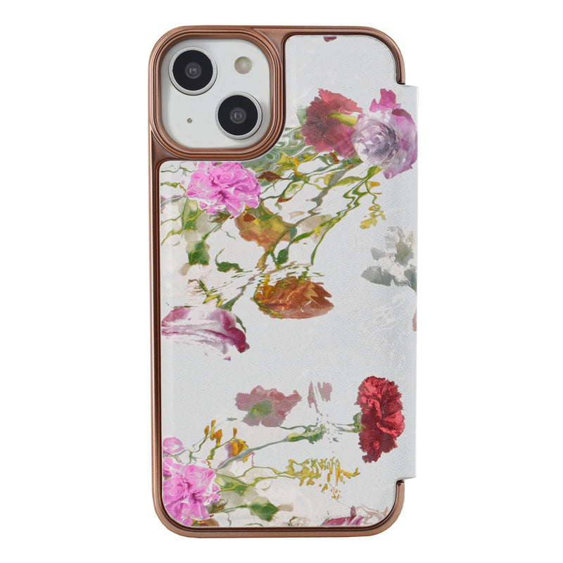 Ted Baker GWLADYS Mirror Folio for iPhone 13 Water Floral Grey Rose Gold