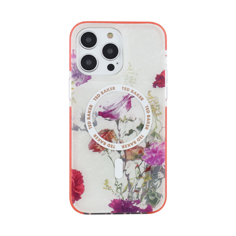 Ted Baker LAVERNI MagSafe AntiShock for iPhone 14 Pro Max Water Floral Grey Red Bumper