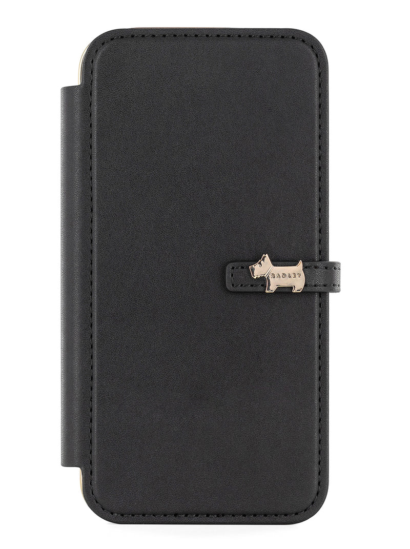 Radley Scotty Dog Embellished Book-style Flip Case for iPhone 13 Pro Max with Four Card Slots - Black / Tan