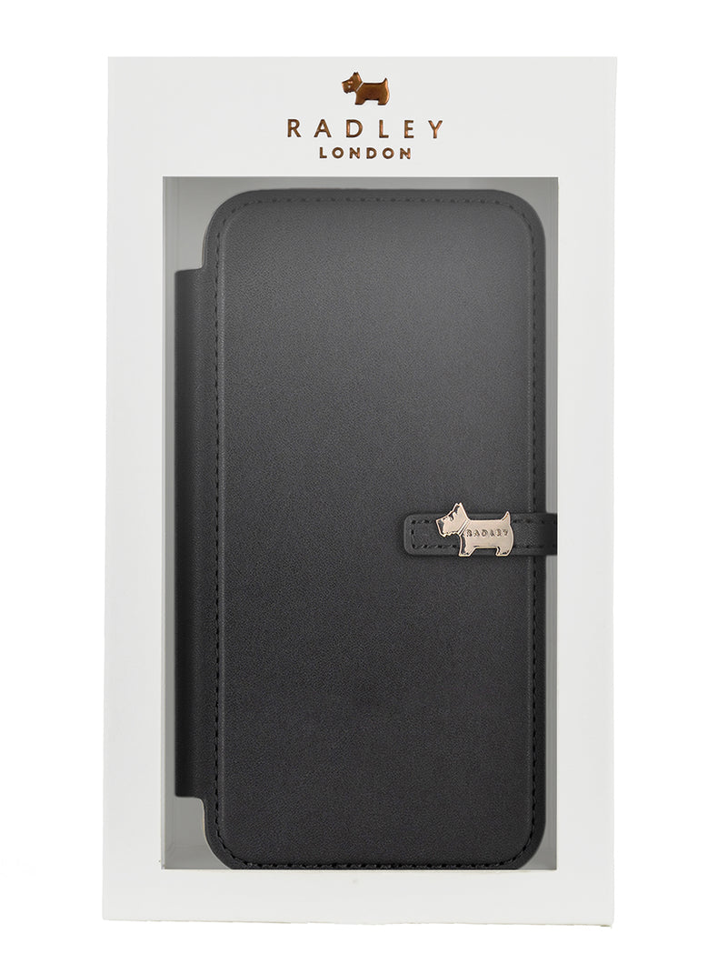 Radley Scotty Dog Embellished Book-style Flip Case for iPhone 12 Pro with Four Card Slots - Black / Tan