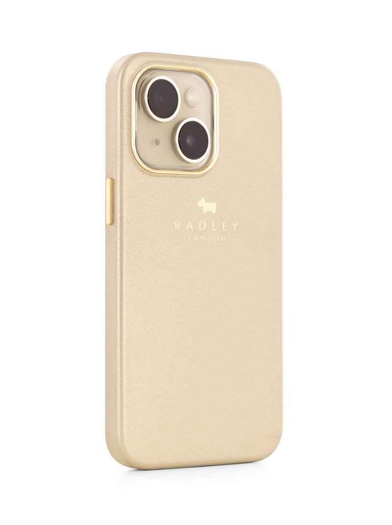 Radley Leather-Style Wrapped Back Shell Clip Case for iPhone 14 - Gold