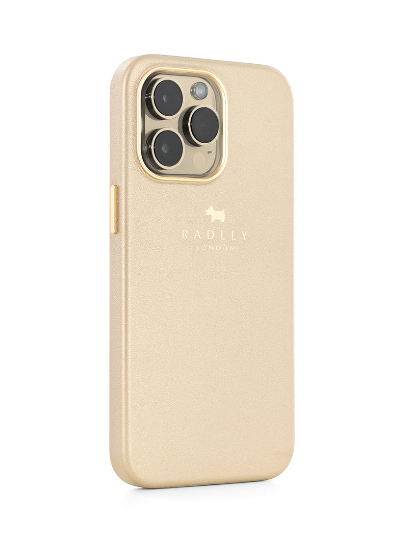 Radley Leather-Style Wrapped Back Shell Clip Case for iPhone 14 Pro Max - Gold