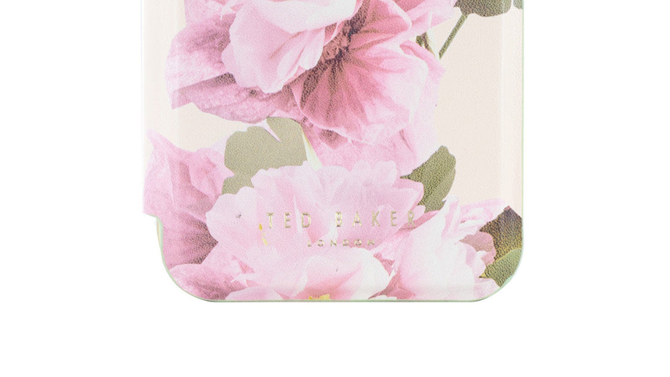 【TED BAKER】クリームフラワー ミラー付 iPhoneケース Ted Baker Cream Flower Placement Mirror Folio Phone Case for