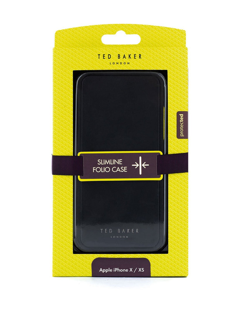 Packaging image of the Ted Baker Apple iPhone XS / X phone case in Black