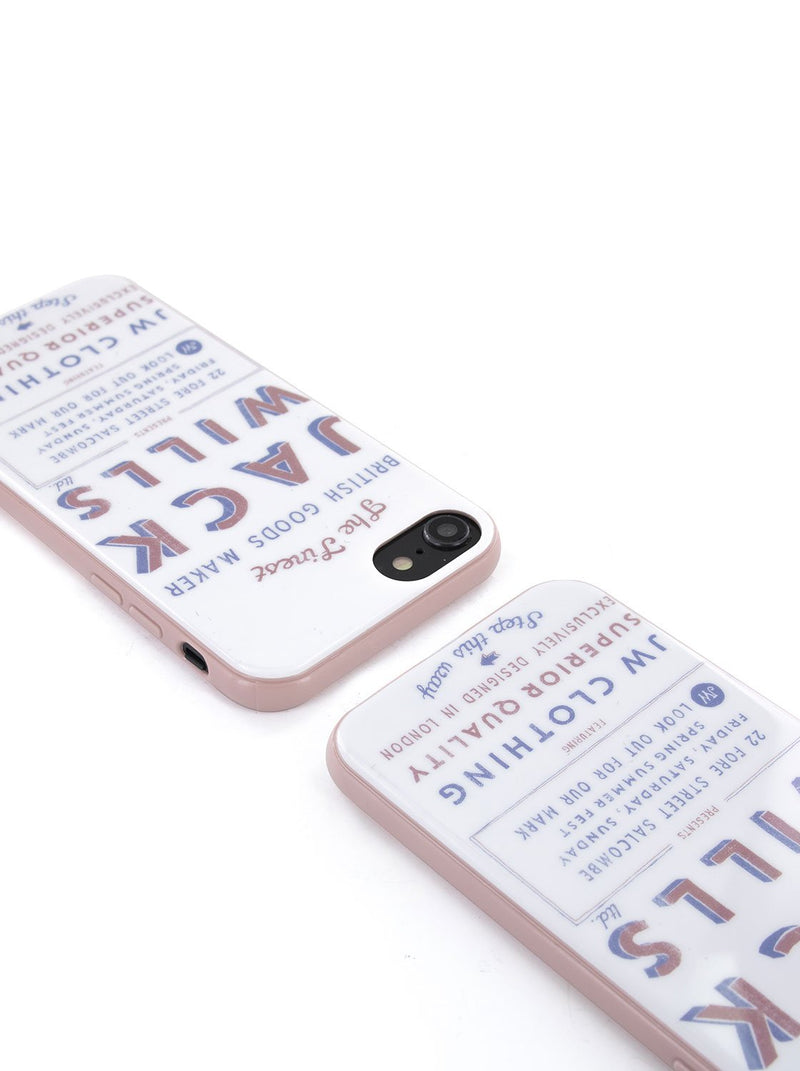 Top view image of the Jack Wills Apple iPhone 8 / 7 / 6S phone case in Graphic White