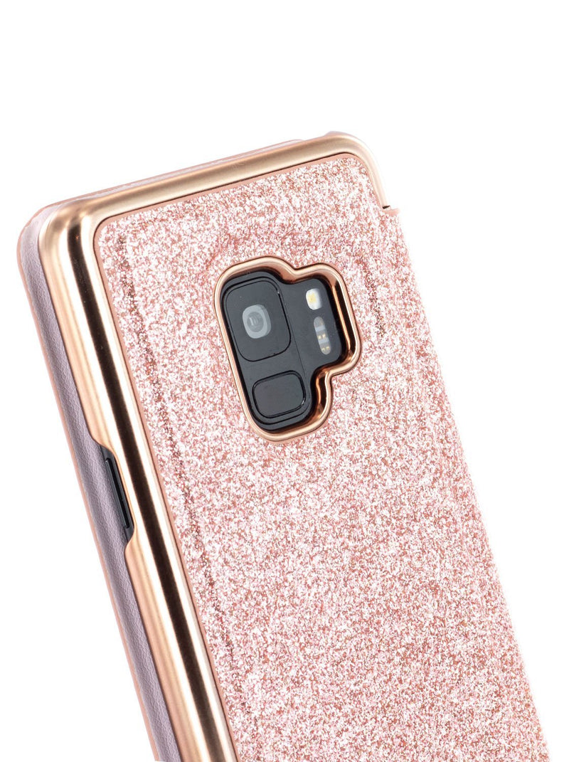 Detail image of the Ted Baker Samsung Galaxy S9 phone case in Rose Gold