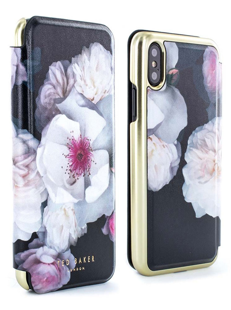 Front and back image of the Ted Baker Apple iPhone XS / X phone case in Black