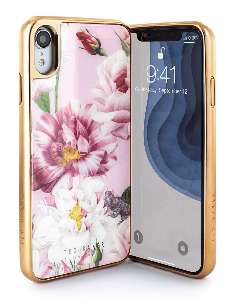 Front and back image of the Ted Baker Apple iPhone XR phone case in Pink