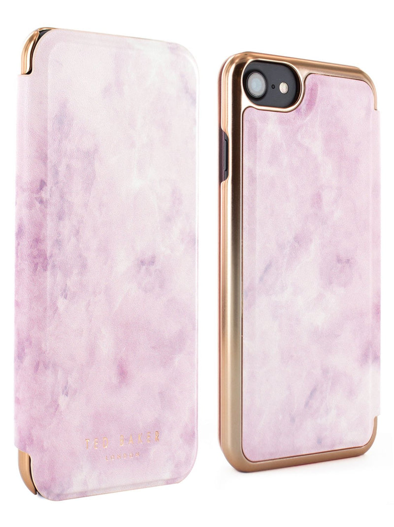Front and back image of the Ted Baker Apple iPhone 8 / 7 / 6S phone case in Rose Quartz