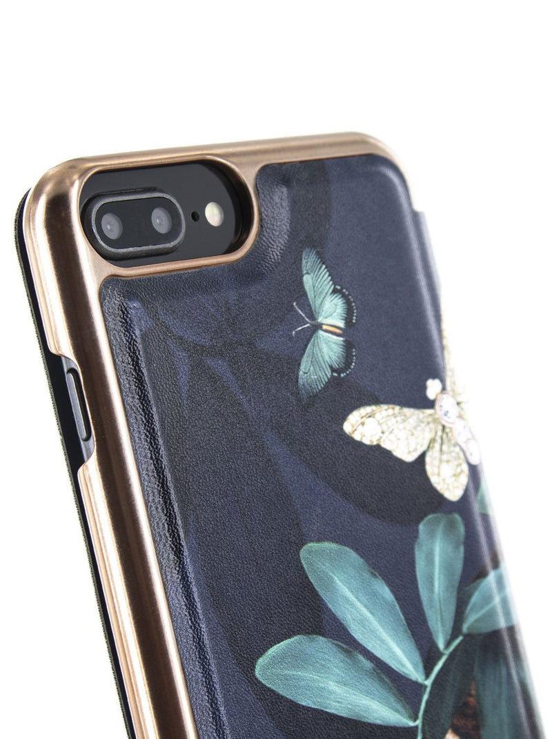 Detail image of the Ted Baker Apple iPhone 8 Plus / 7 Plus phone case in Houdini Green style