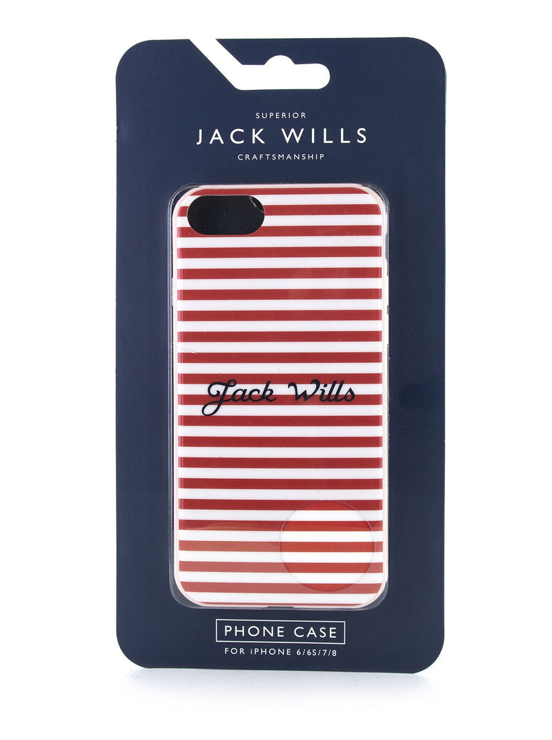 Packaging image of the Jack Wills Apple iPhone 8 / 7 / 6S phone case in Red Stripe
