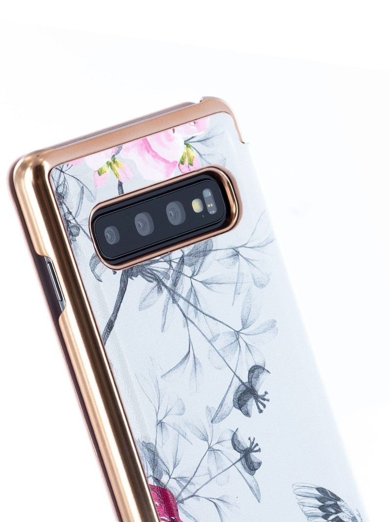 Detail image of the Ted Baker Samsung Galaxy S10 phone case in Babylon Nickel