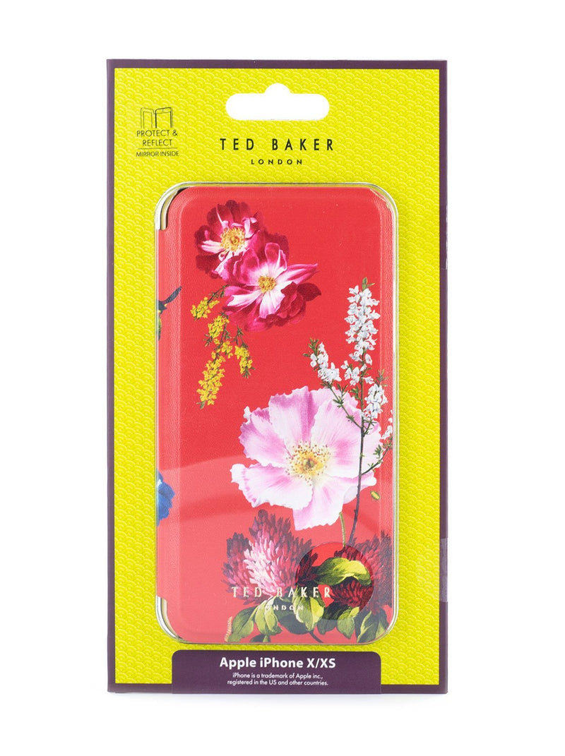 Packaging image of the Ted Baker Apple iPhone XS / X phone case in Berry Sundae Red