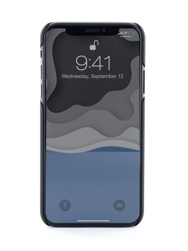 Back image of the Karen Millen Apple iPhone XS Max phone case in Black