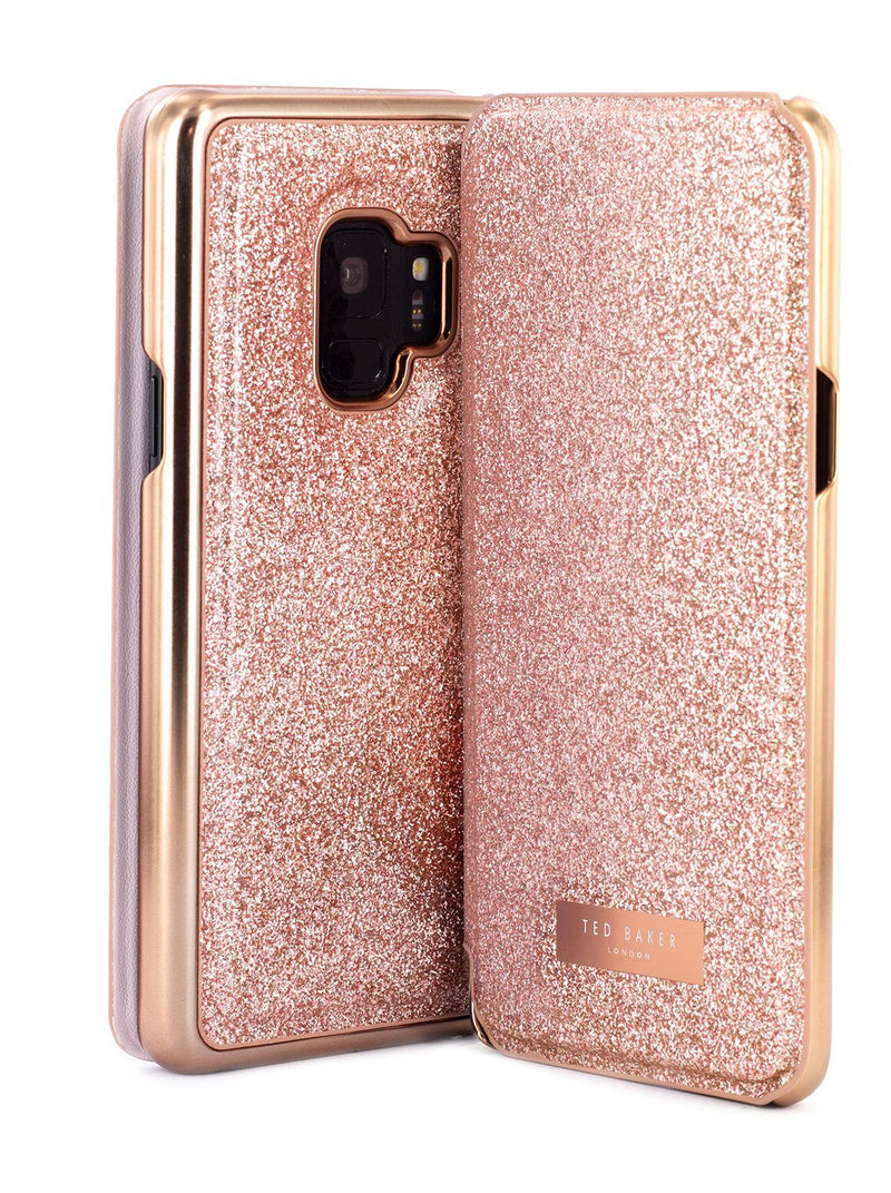 Front and back image of the Ted Baker Samsung Galaxy S9 phone case in Rose Gold