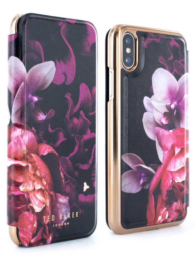 Front and back image of the Ted Baker Apple iPhone XS / X phone case in Black