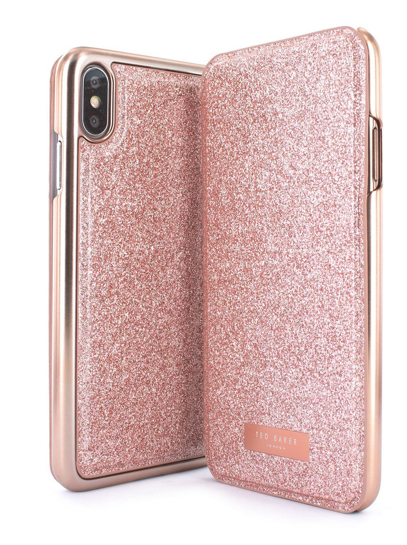 Front and back image of the Ted Baker Apple iPhone XS Max phone case in Rose Gold