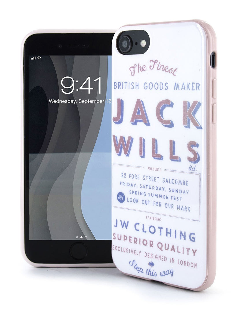 Front and back image of the Jack Wills Apple iPhone 8 / 7 / 6S phone case in Graphic White