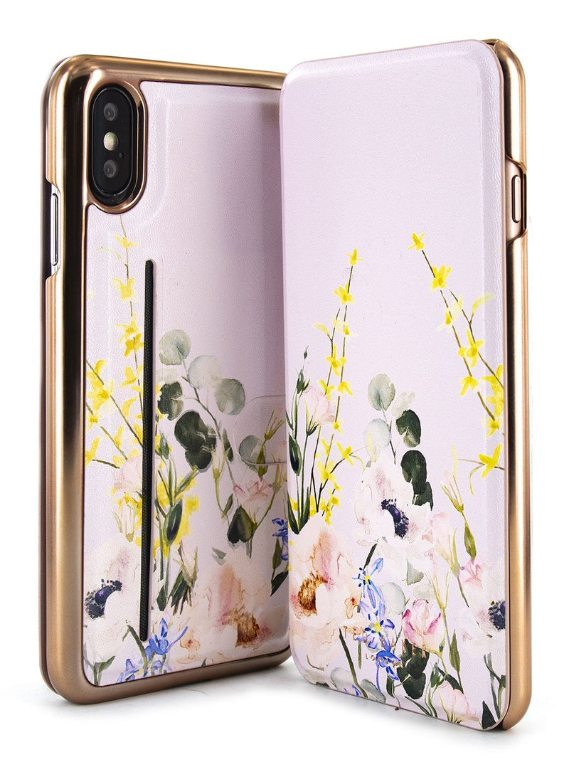 Front and back image of the Ted Baker Apple iPhone XS / X phone case in Pink
