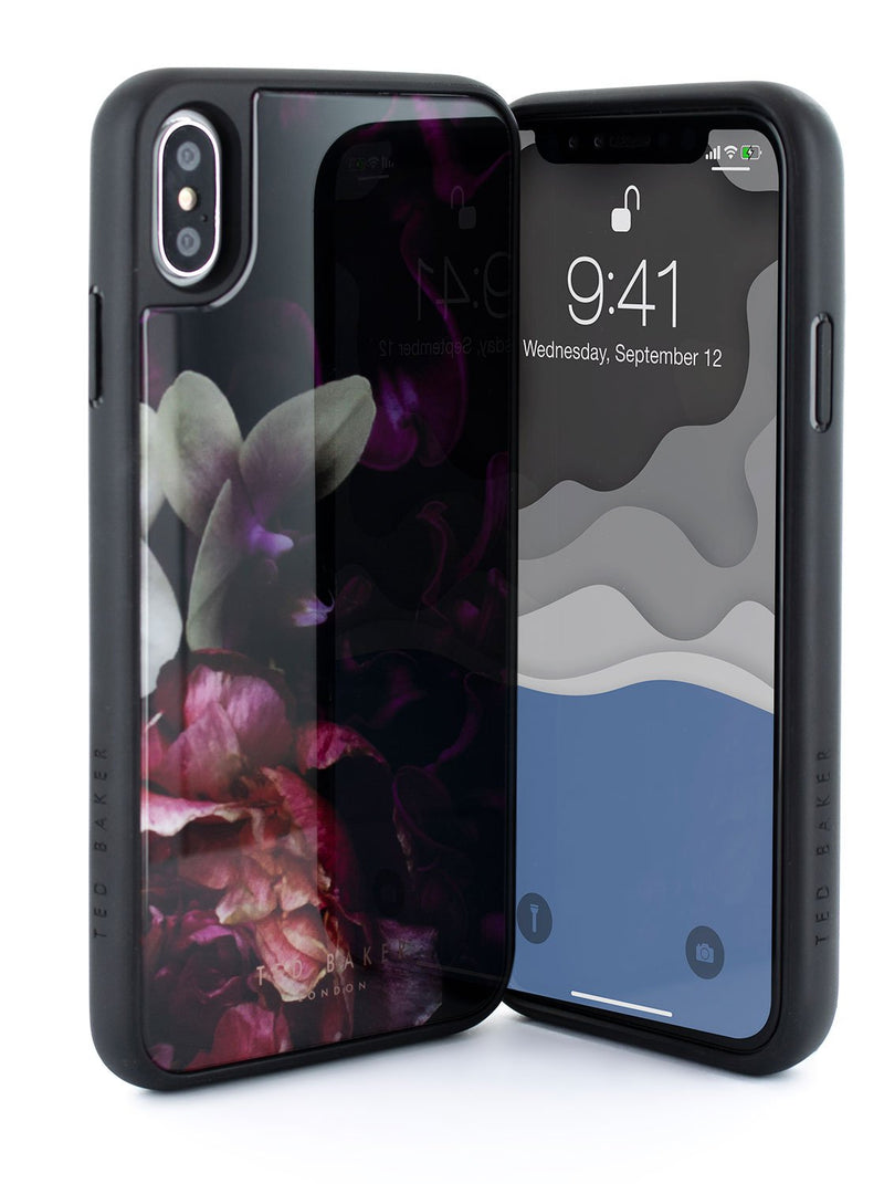 Front and back image of the Ted Baker Apple iPhone XS Max phone case in Black