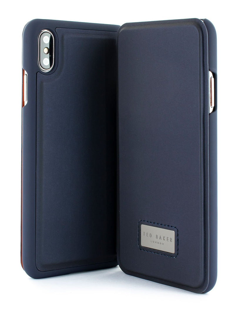 Front and back image of the Ted Baker Apple iPhone XS Max phone case in Navy Blue