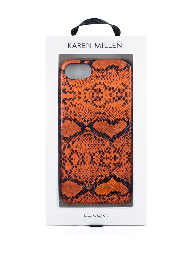 Packaging image of the Karen Millen Apple iPhone 8 / 7 / 6S phone case in Orange