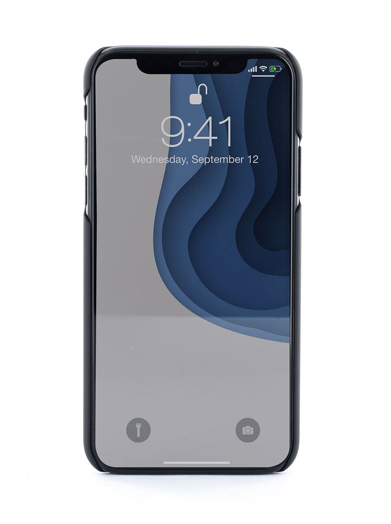 Back image of the Karen Millen Apple iPhone XR phone case in Black