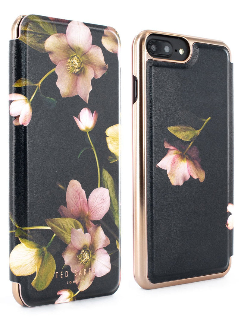 Front and back image of the Ted Baker Apple iPhone 8 Plus / 7 Plus phone case in Arboretum Black