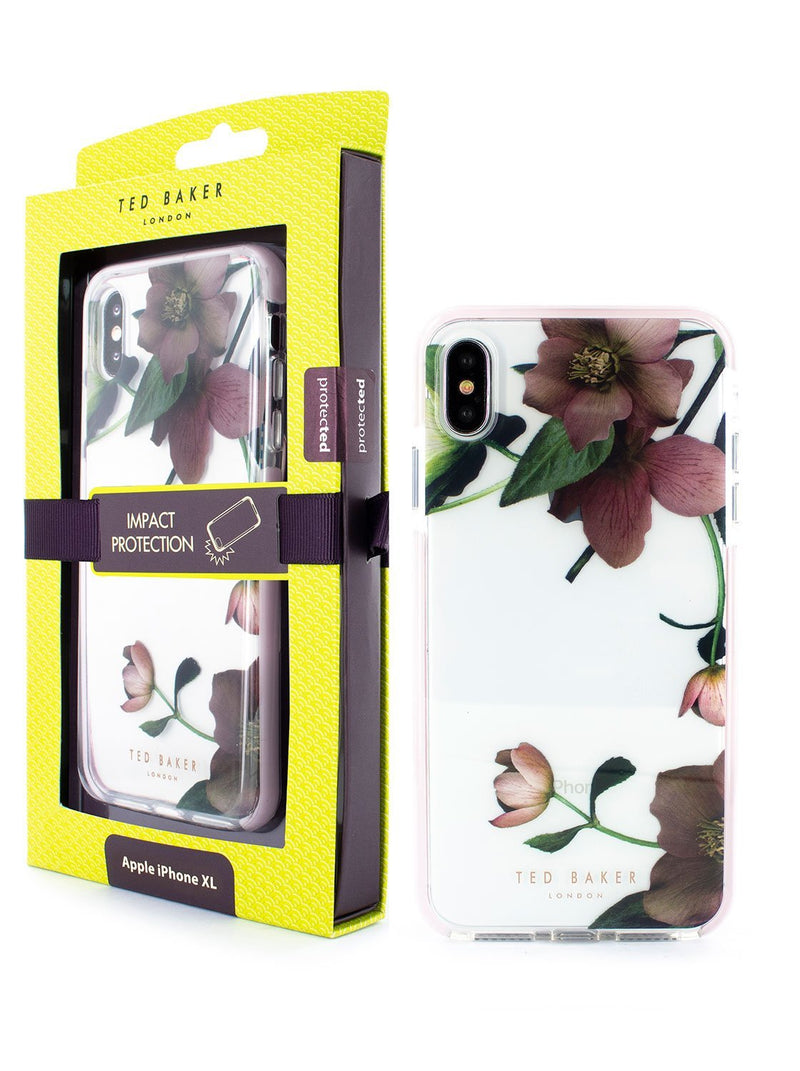 Packaging image of the Ted Baker Apple iPhone XS Max phone case in Clear Print
