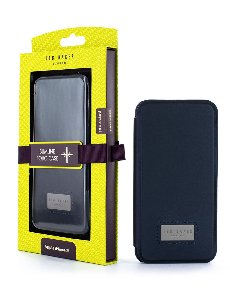 Packaging image of the Ted Baker Apple iPhone XS Max phone case in Navy Blue