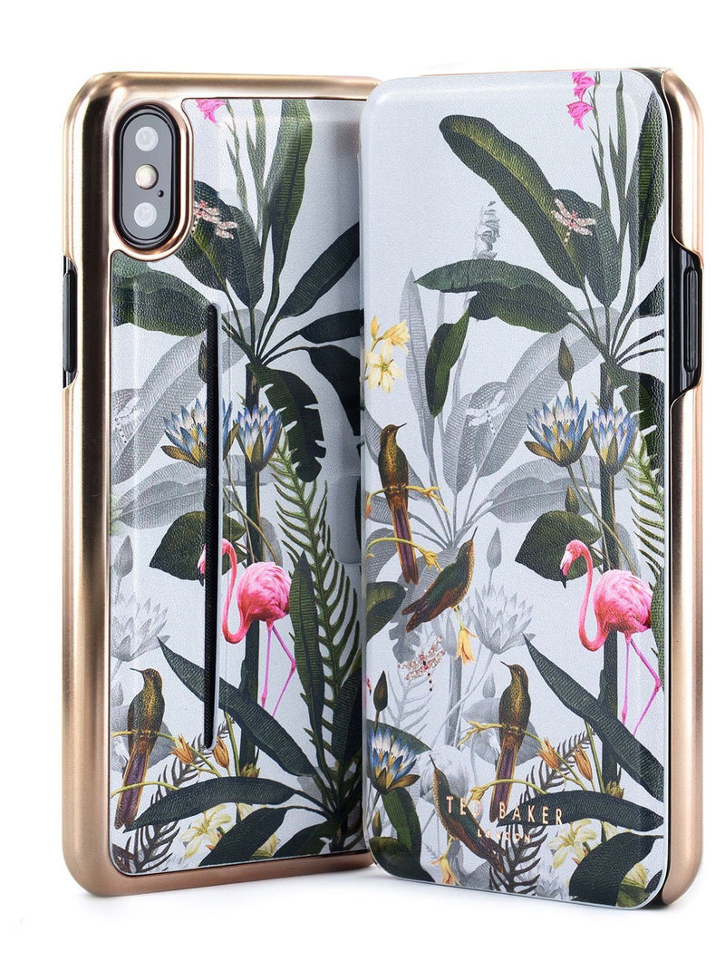 Front and back image of the Ted Baker Apple iPhone XS / X phone case in Grey