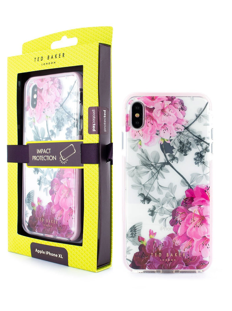 Packaging image of the Ted Baker Apple iPhone XS Max phone case in Clear Print
