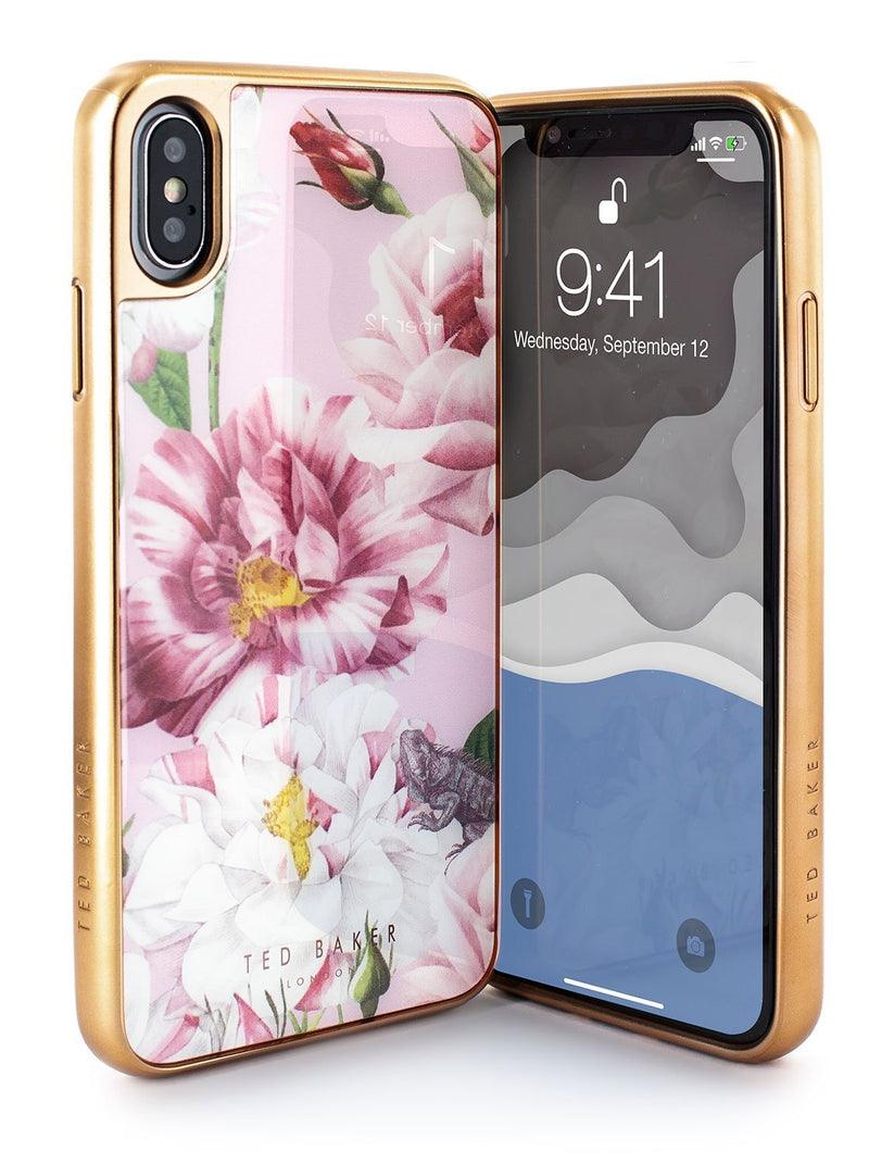 Front and back image of the Ted Baker Apple iPhone XS Max phone case in Pink