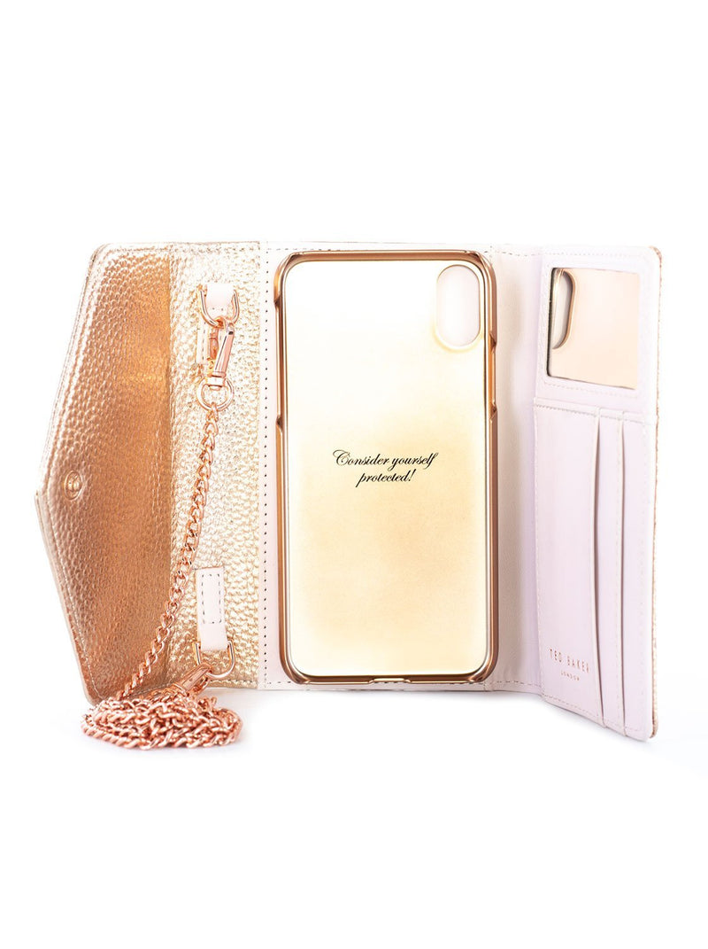 Inside image of the Ted Baker Apple iPhone XR phone case in Rose Gold